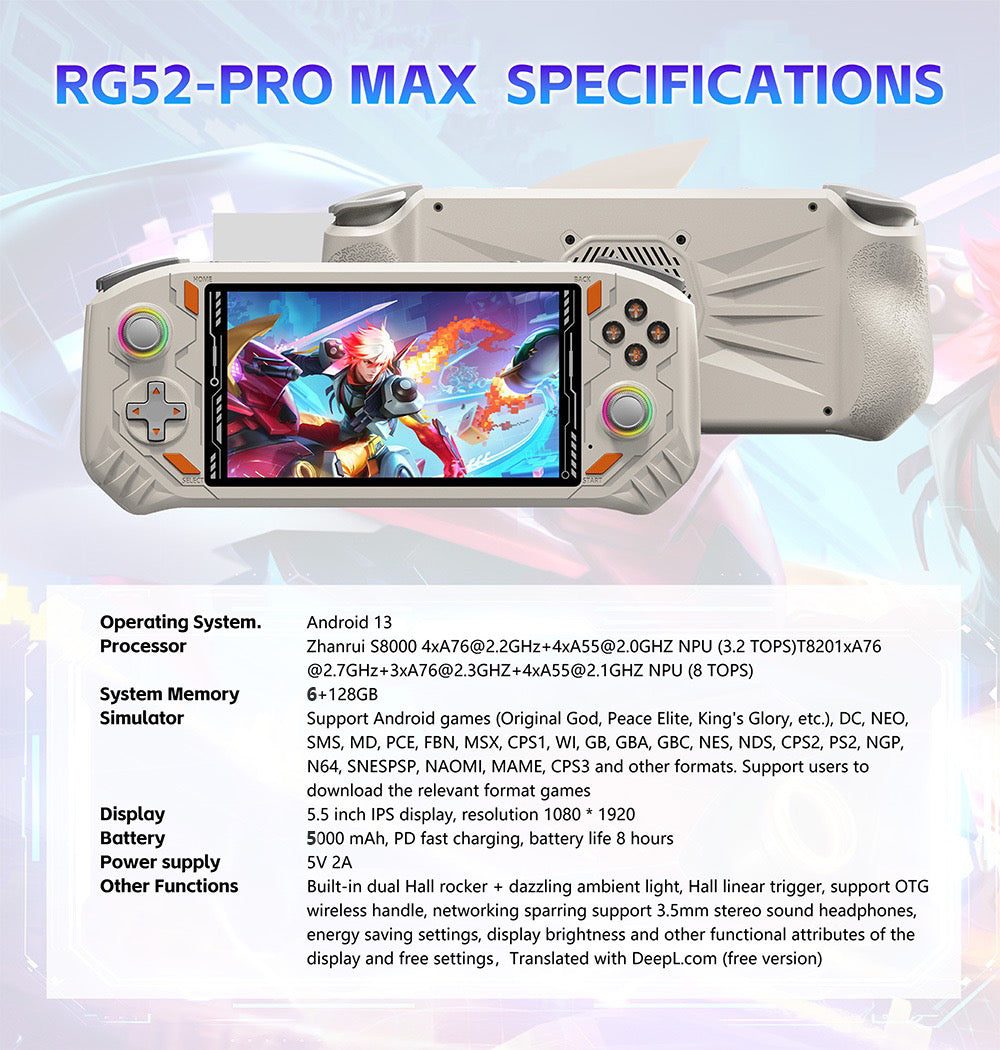 RG52PRO MAX Handheld Game Console