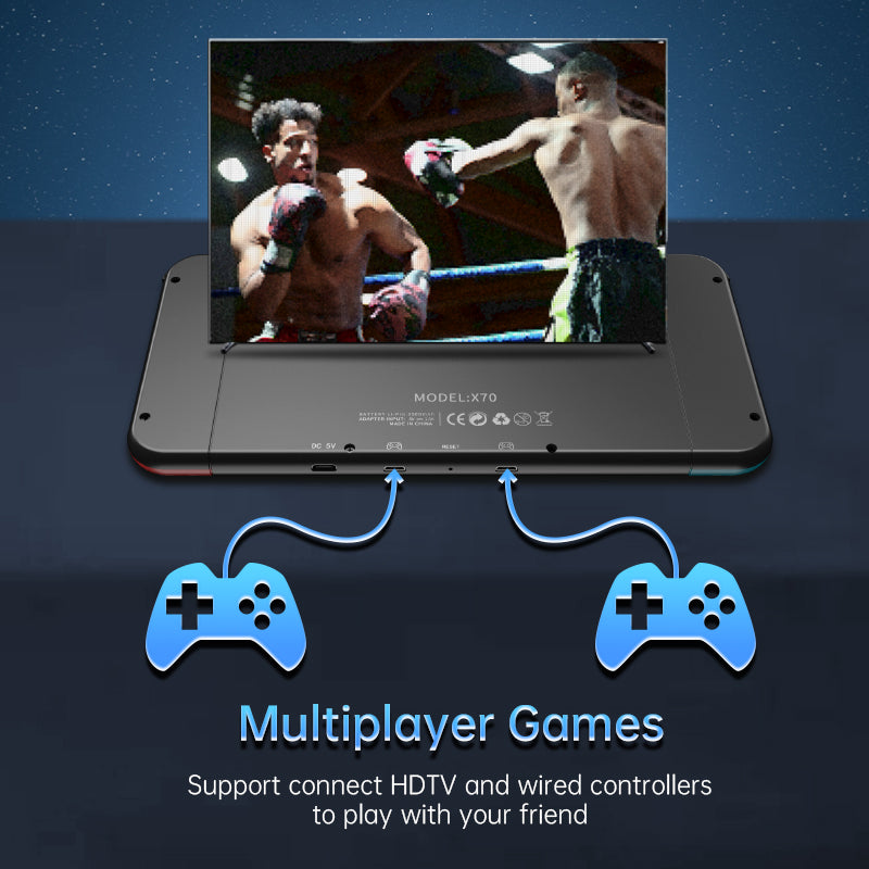 POWKIDDY X70 7-inch IPS Screen Retro Handheld Game Console Great value children's gifts