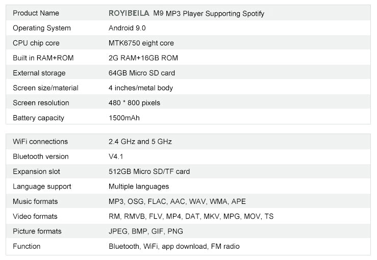 ROYIBEILA M9 MP3/MP4 Digital Player - Royibeila Official Store
