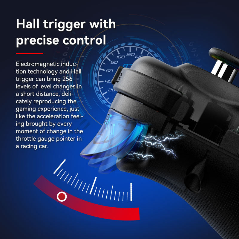 D8Pro Wireless Bluetooth Extendable Mobile Game Controller Dual Hall Effects PC Tablet Motion Sensing Grip Aura Lighting