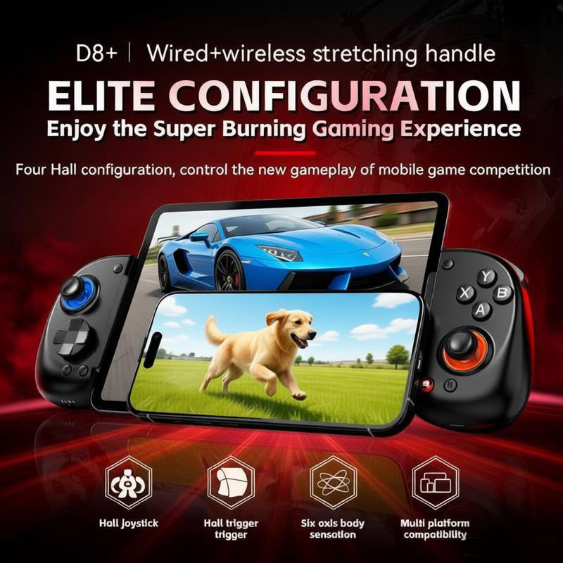 D8+ Wireless Bluetooth Retractable Gamepad For PC/PS3/Switch Controller motor vibration TURBO mode